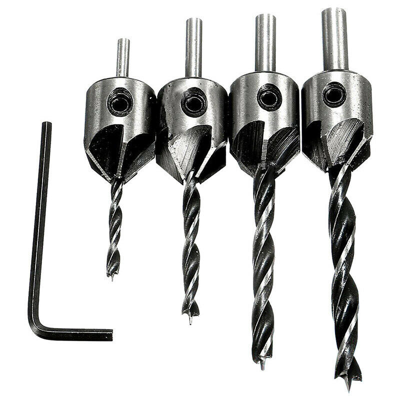 4 pcs HSS countersink wood drill steel Countersink drill Set 5 flute 3mm-6mm KY9