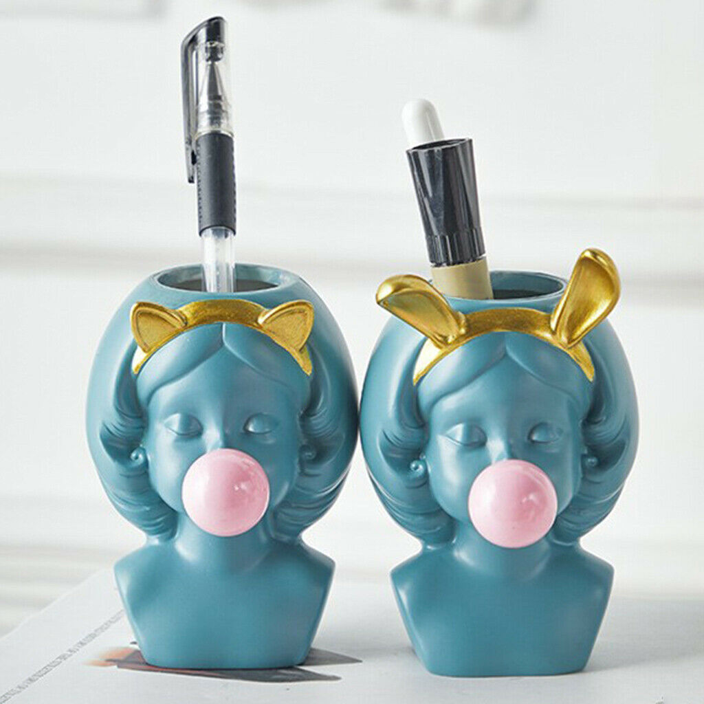 2x Cute Cartoon Vinyl Flower Pot Indoor Succulent Planter Vase Pen Holder