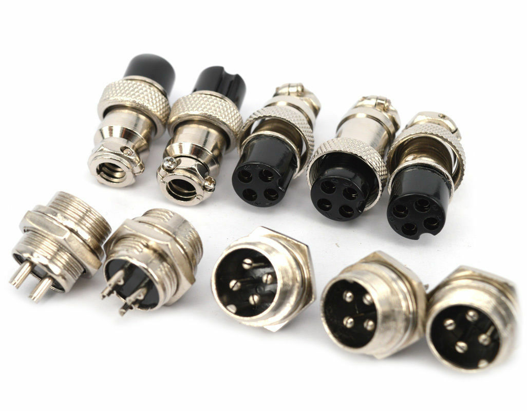 5x Aviation Plug Male & Female Wire Panel Metal Connector 16mm 4 Pin GX16-4 BDAU