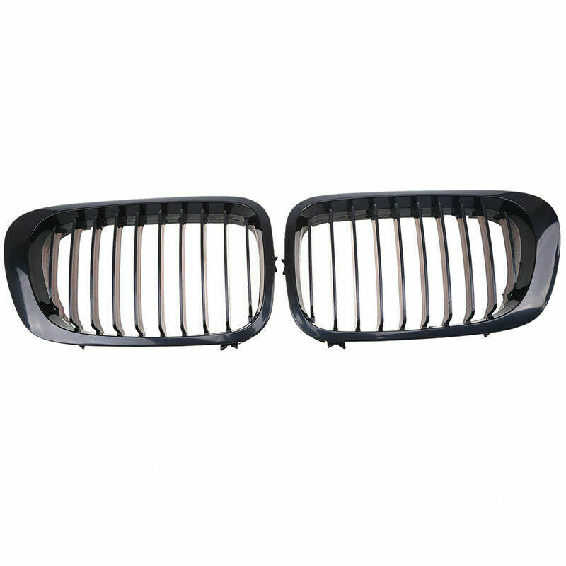 2x Front Kidney Grill Grille Gloss Black For BMW 3-Series E46 M3 Coupe 2000-2007