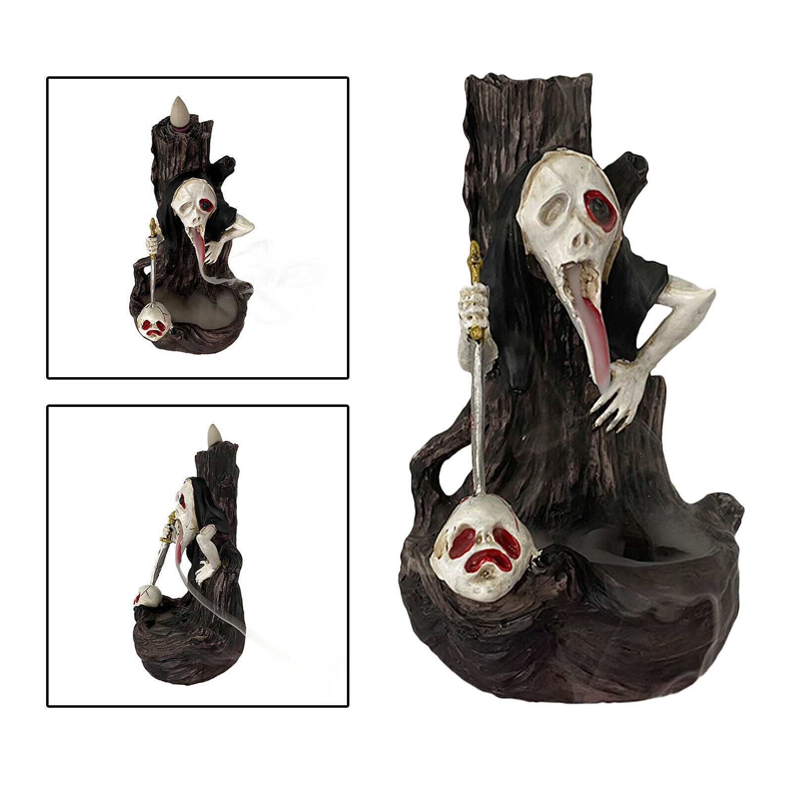 Ghost Statue Backflow Incense Burner Waterfall Incense Holder for Halloween