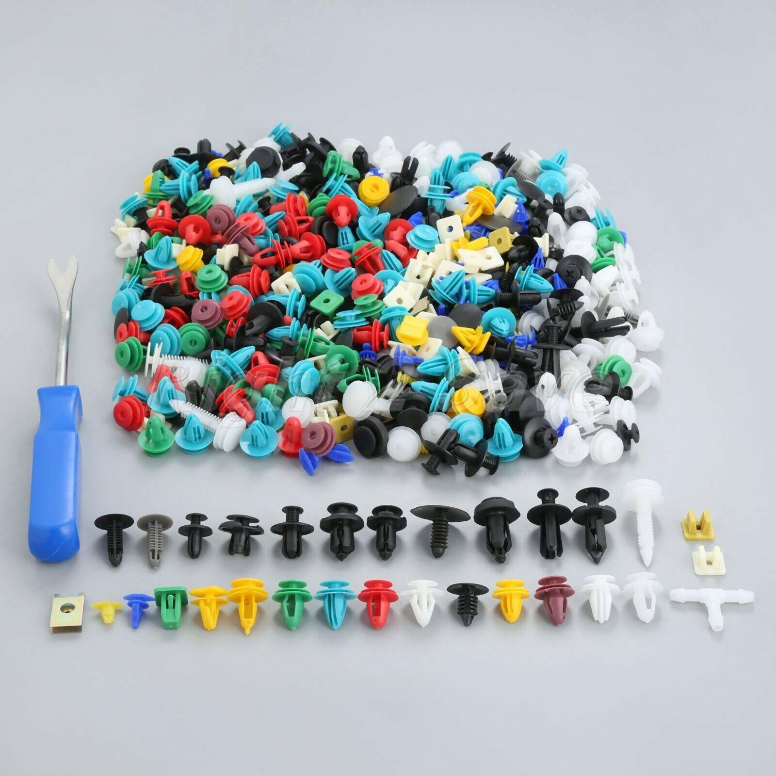 500X Auto 30kinds Mixed fastener + Auto Car Door Clip Panel Install tool Blue