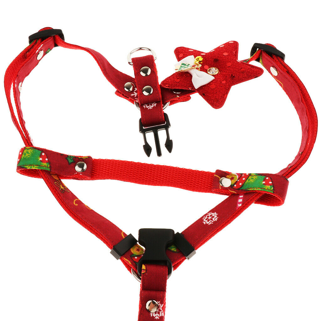 Christmas Dog Traction Pet Triangle Chest Strap Set Outdoor Walking Red