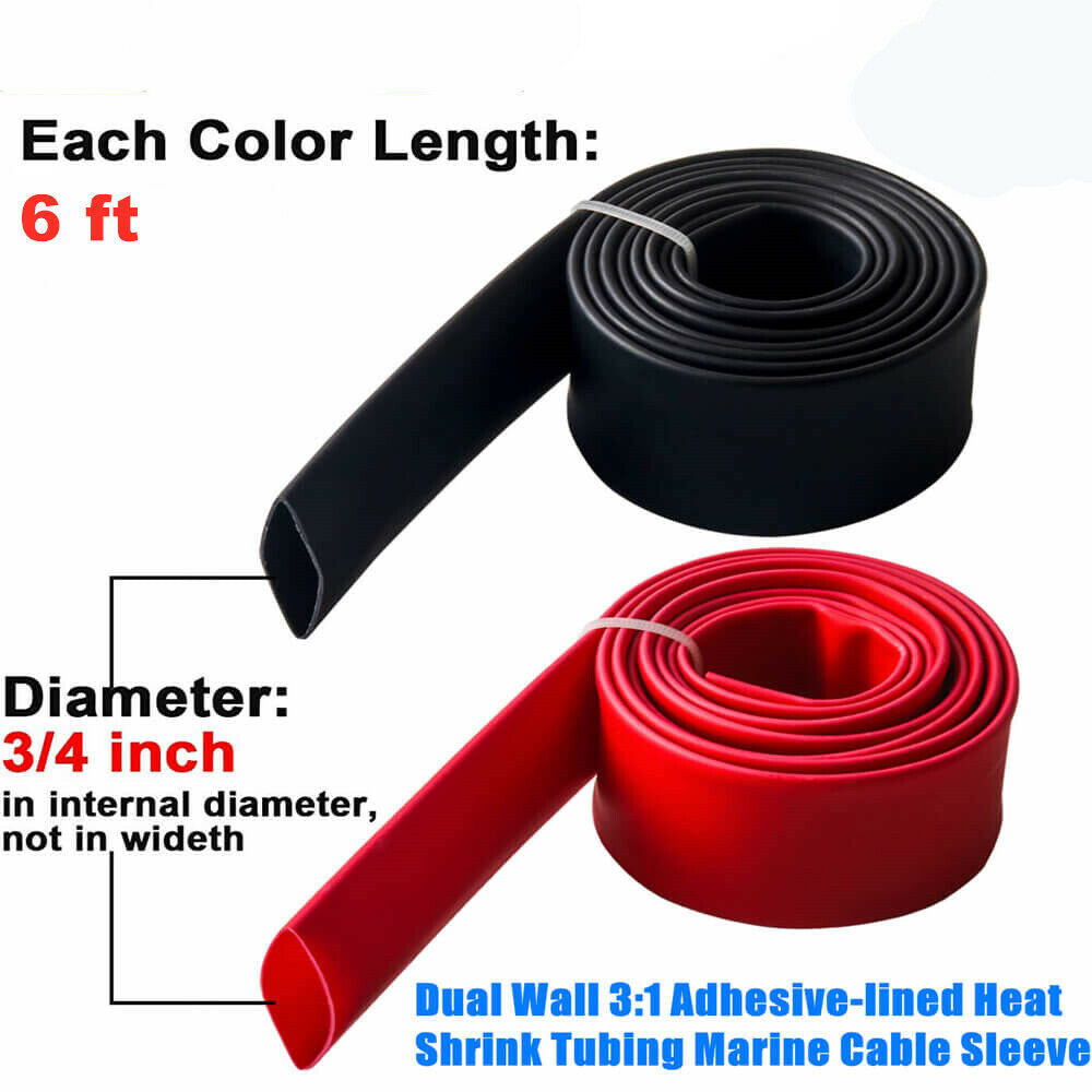 3/4" Heat Shrink Tubing 3:1 Marine Grade Wire Cable Wrap Adhesive Lined