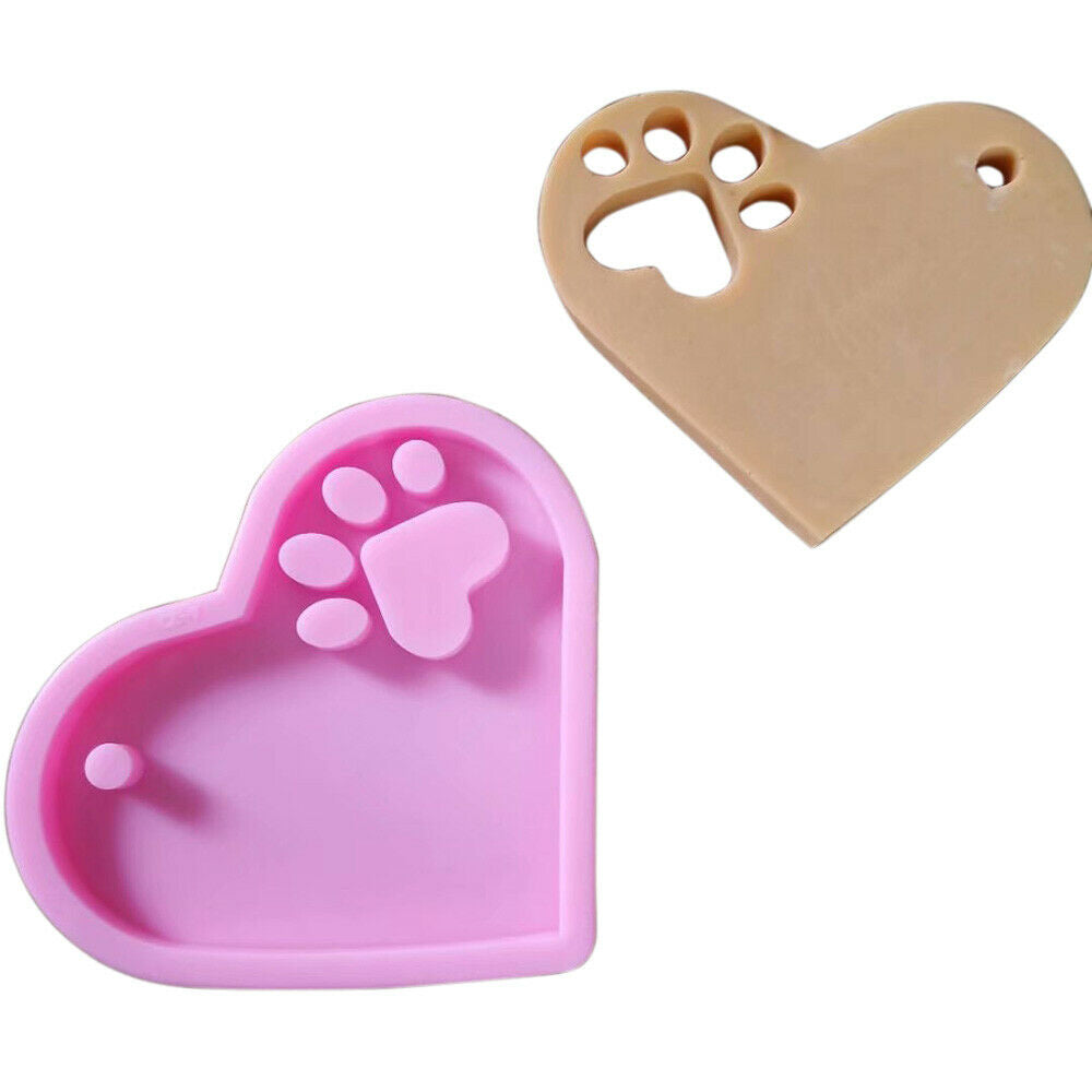 DIY Heart Paw Crystal Silicone Mold Keychain Pendant Jewelry Epoxy Casting Craft