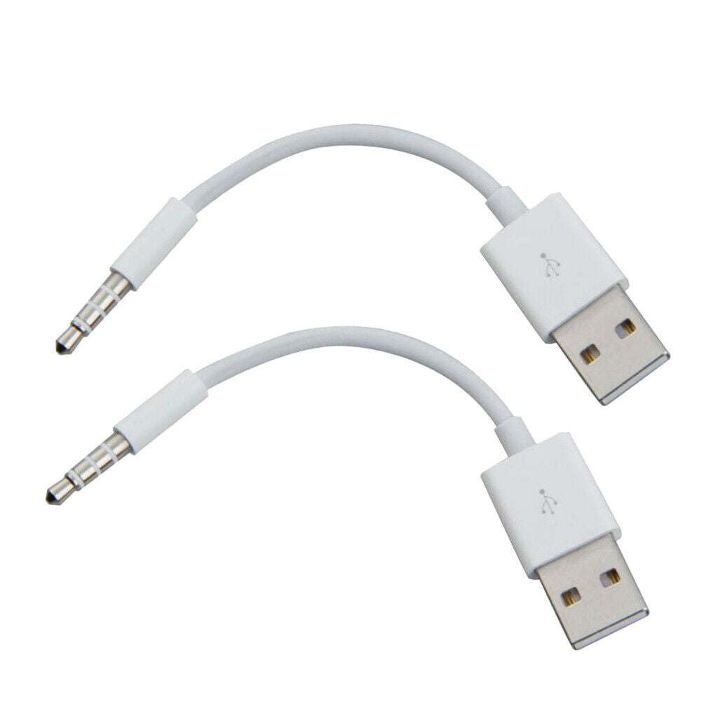 2 Pieces 3.5mm Male to USB 2.0 Male MP3 AUX Audio Plug Converter Cable 0.15m