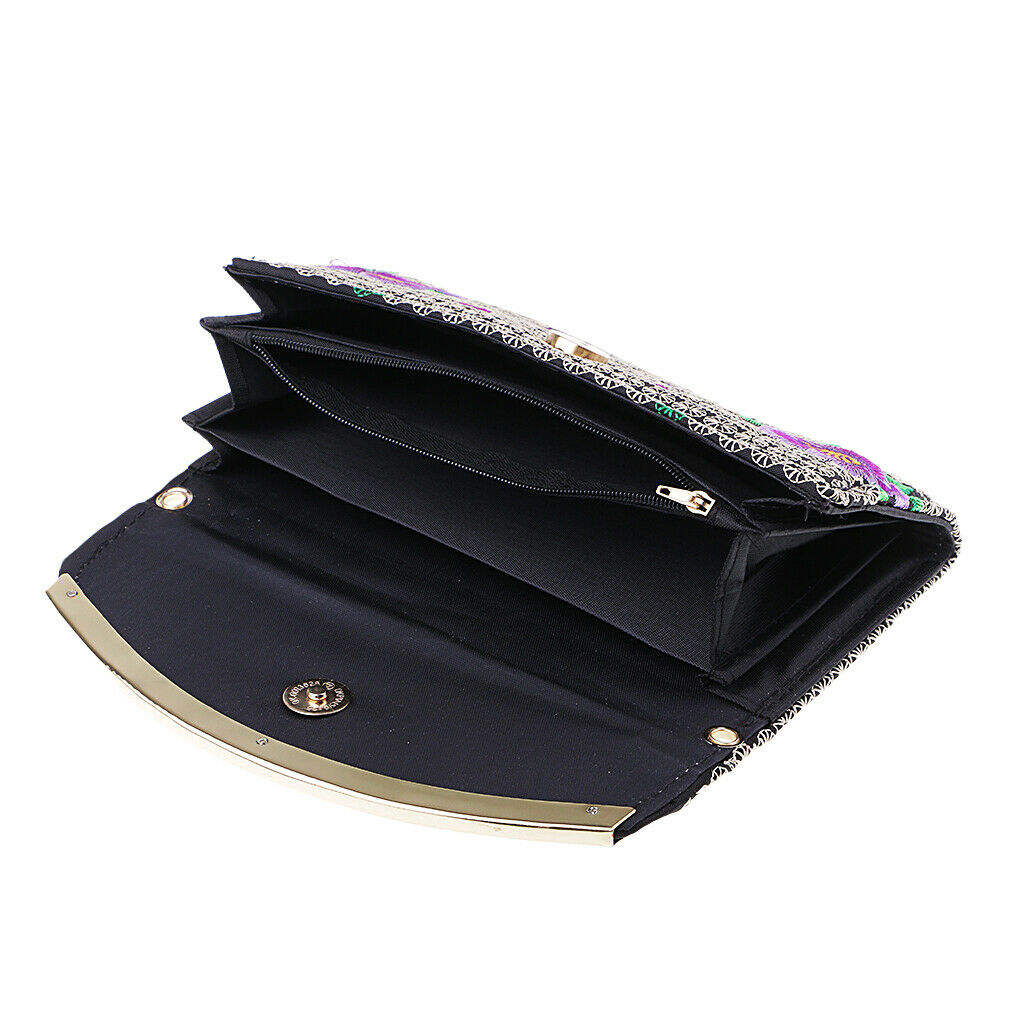 Embroidery Travel Shoulder Bag Double Faced Flower Handmade Women Bags A Purple