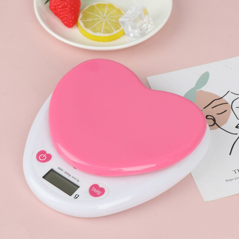 Digital Kitchen Scale LCD Monitor Auto Zero Auto Poweroff Solid Heart Shape BDA