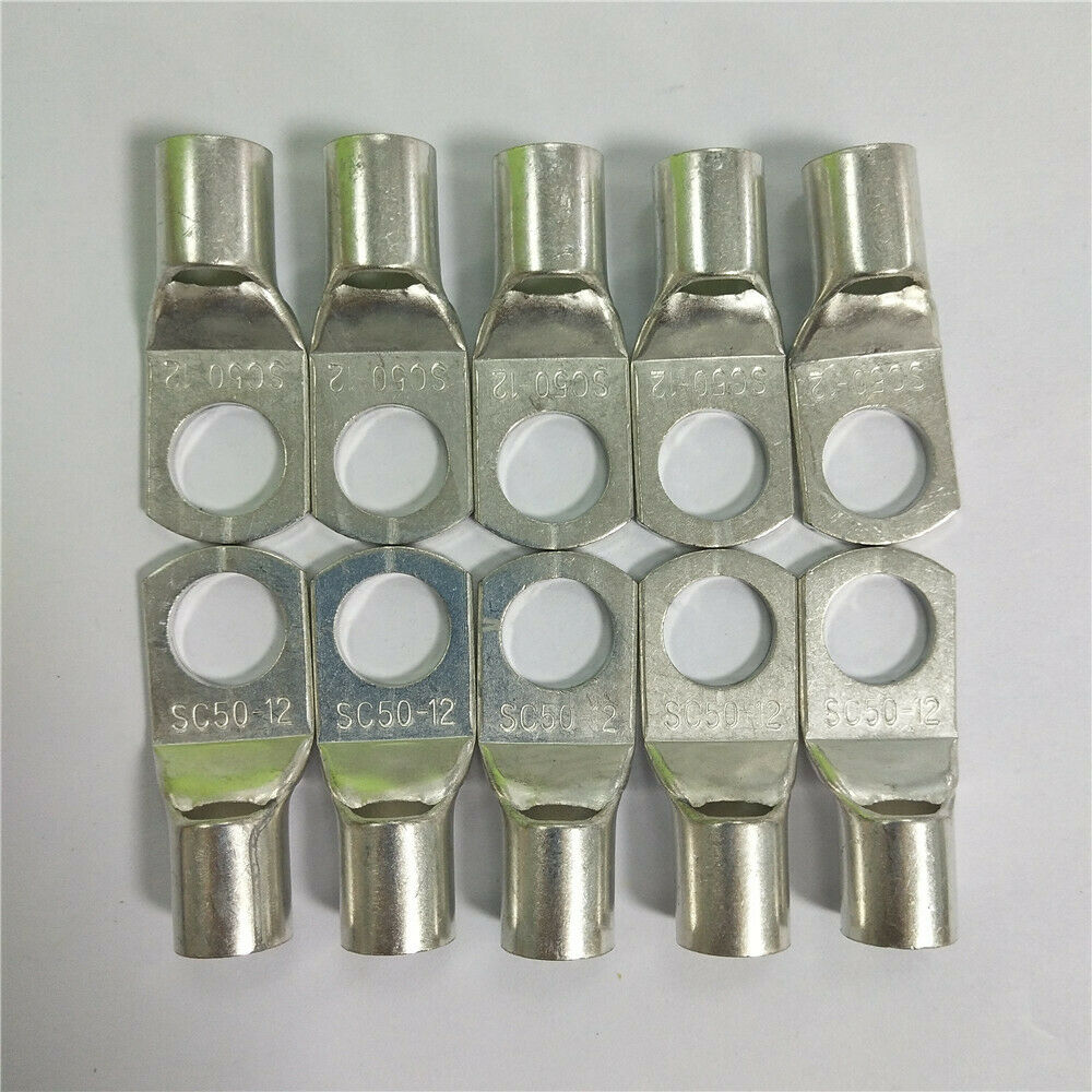10PCS SC50-10 Tinned Copper Lug 1/0 Gauge AWG Wire Ring Terminals 3/8 inch