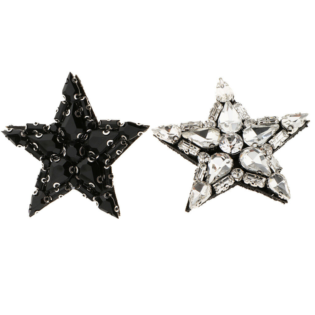 Star Sew on Embroidery Patch Beads Rhinestone Applique Accessories DIY Craft