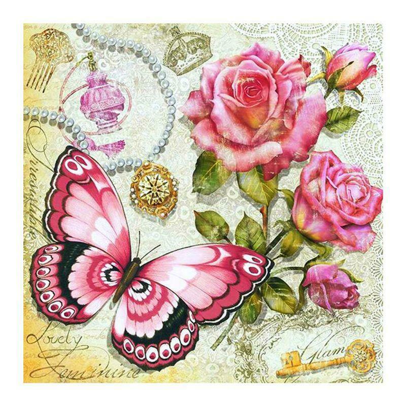Flowers Butterfly 5D Full Drill Diamond Painting Embroidery Cross Stitch Kit DIY