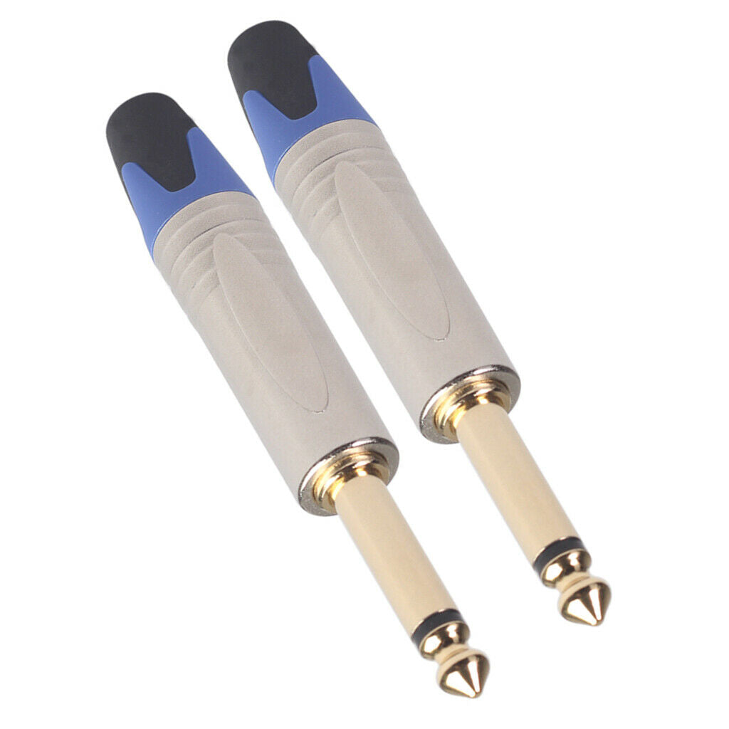 2 Pack 6.35mm Stereo Solder Connector   Plug Microphone Amplifier Accs