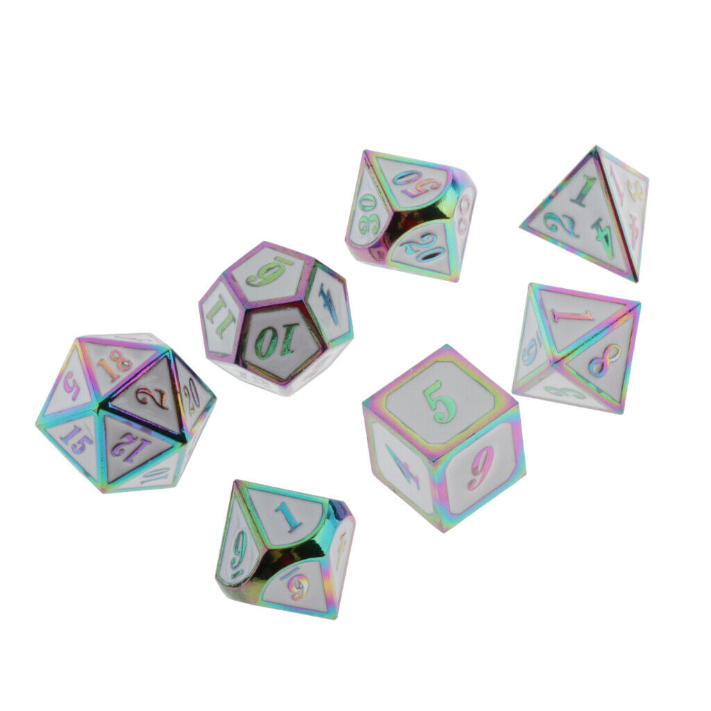 7pcs Premium for Dragon Scales DnD D&D Pathfinder Board Games Rainbow White