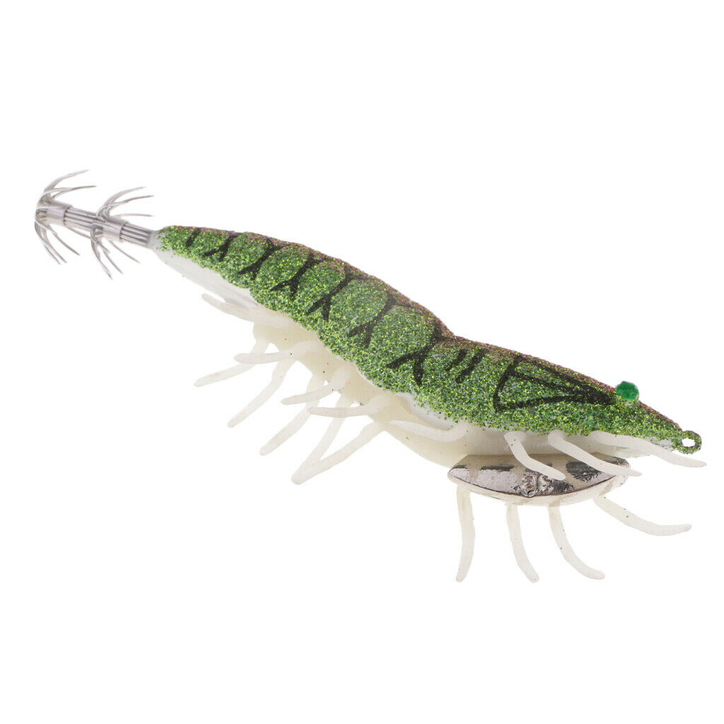 2pcs Artificial Luminous Shrimp Fishing Lures Silicone Legs Squid Lure Hooks