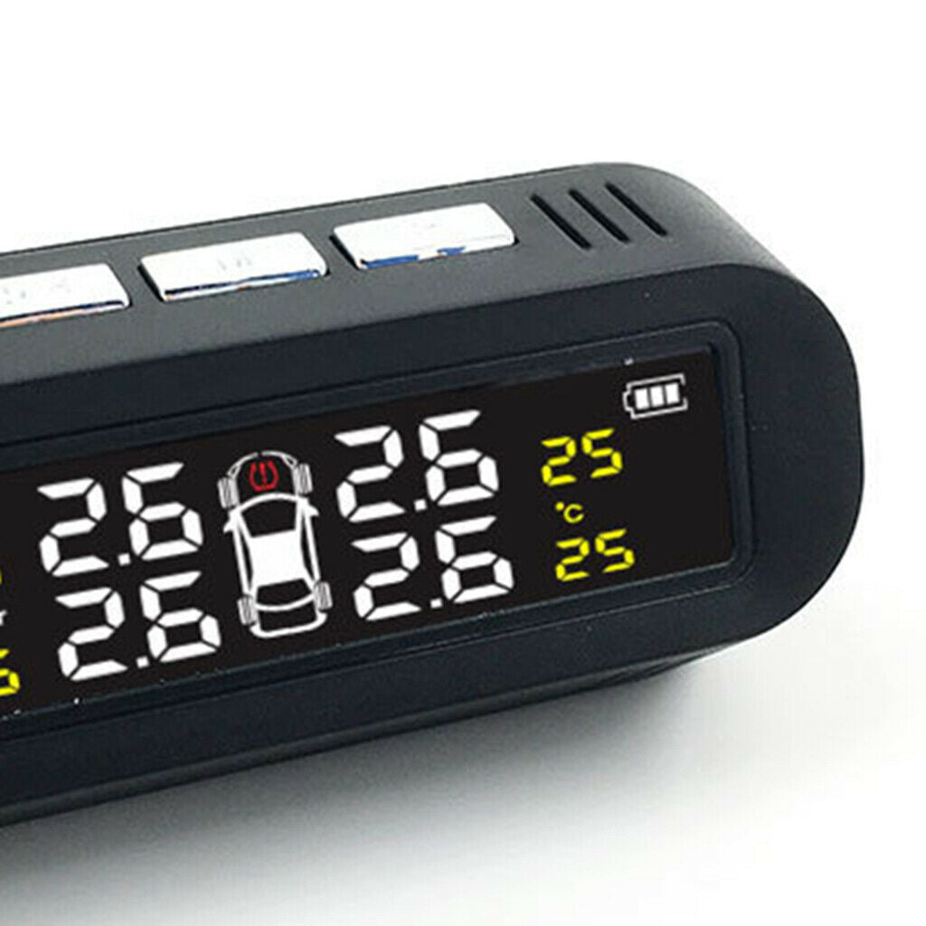 4 Solar Sensors Wireless TPMS Car Tire Tyre Pressure Monitoring System Detection