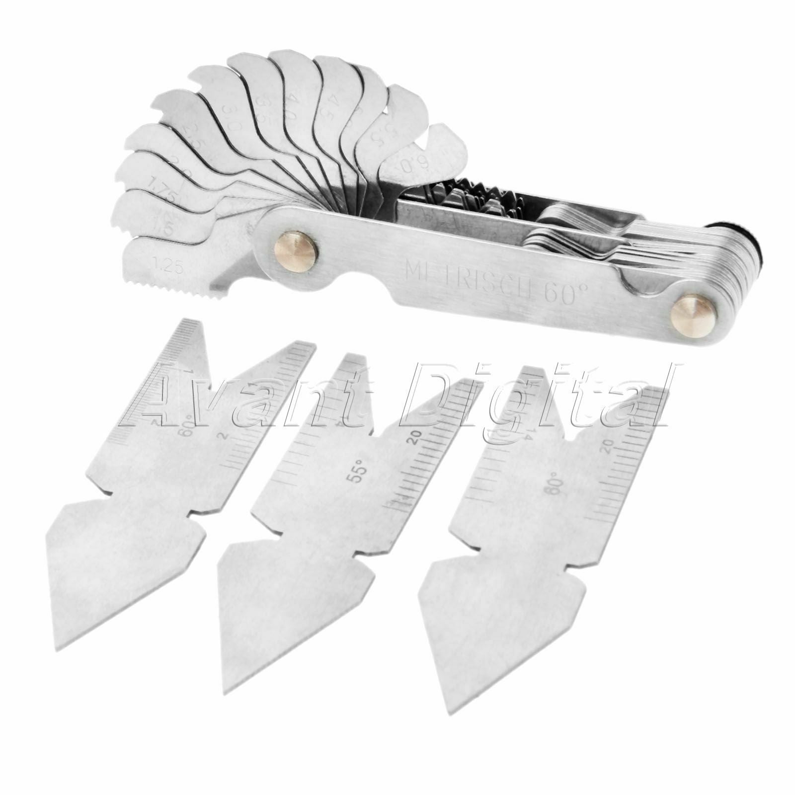 Inch & Metric 55&60° Checking Tool Angle Metal Turning Lathes Screw Putch Gauge