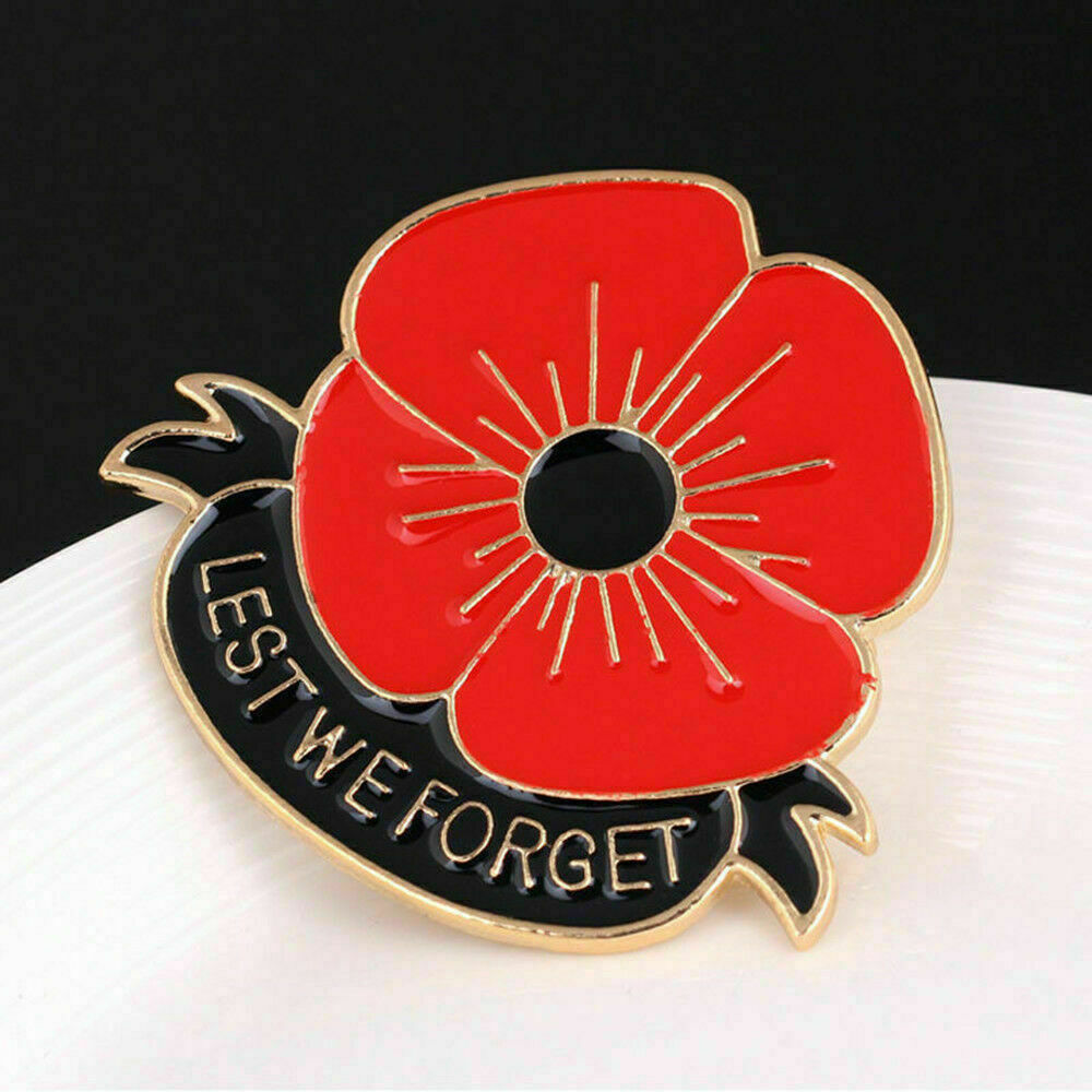 HOT Red Poppy Flower Enamel Remembrance Brooch Lapel Pin Broach Badge Banquet_AU