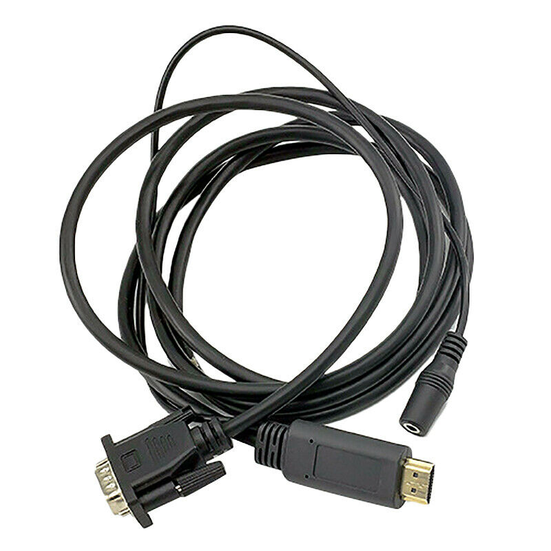 2X(1.8M MI to VGA Cable 1080P  MI to VGA with Audio Converter Cable V3F5)