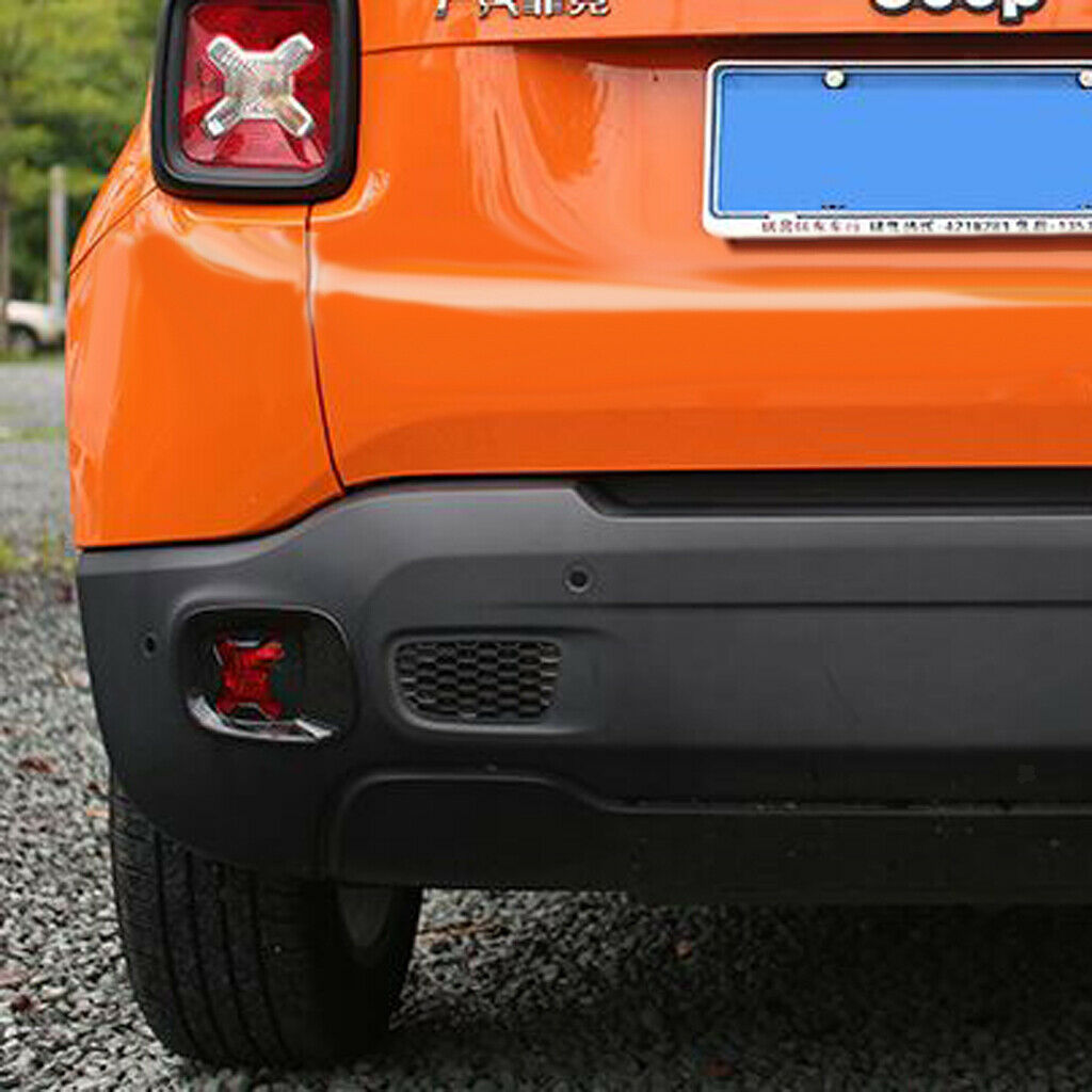 2Pcs Rear Fog Light Lamp Frame Cover Moulding Trim For Jeep Rendgade 16-17