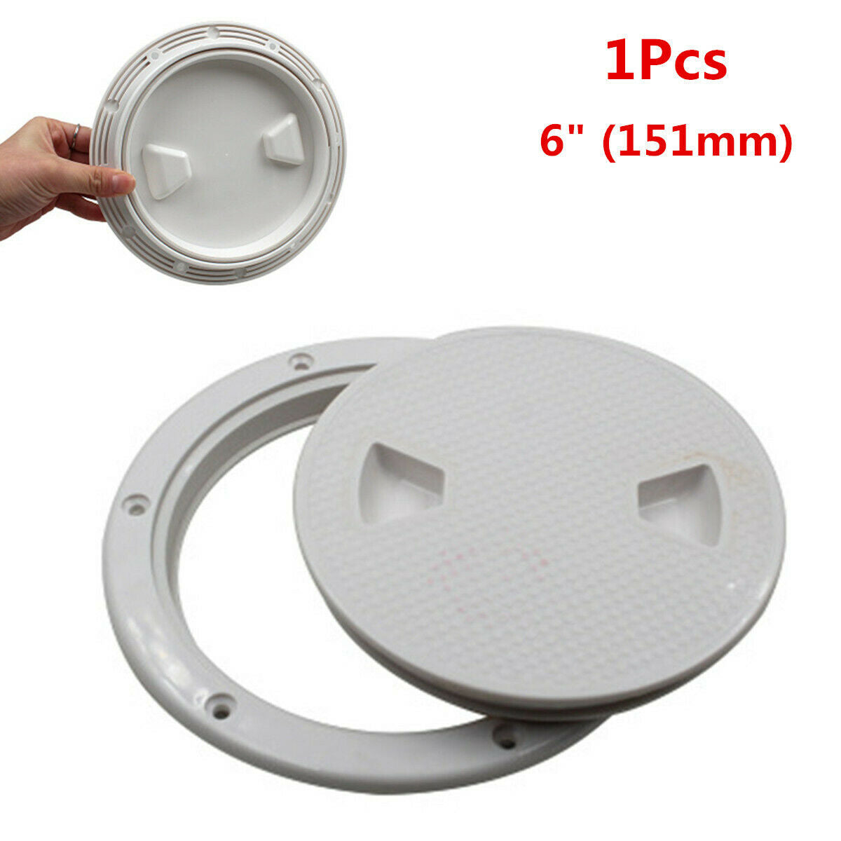 6" Round White Boat Yacht Marine Out Deck Plate Inspection Access Hatch Cover x1