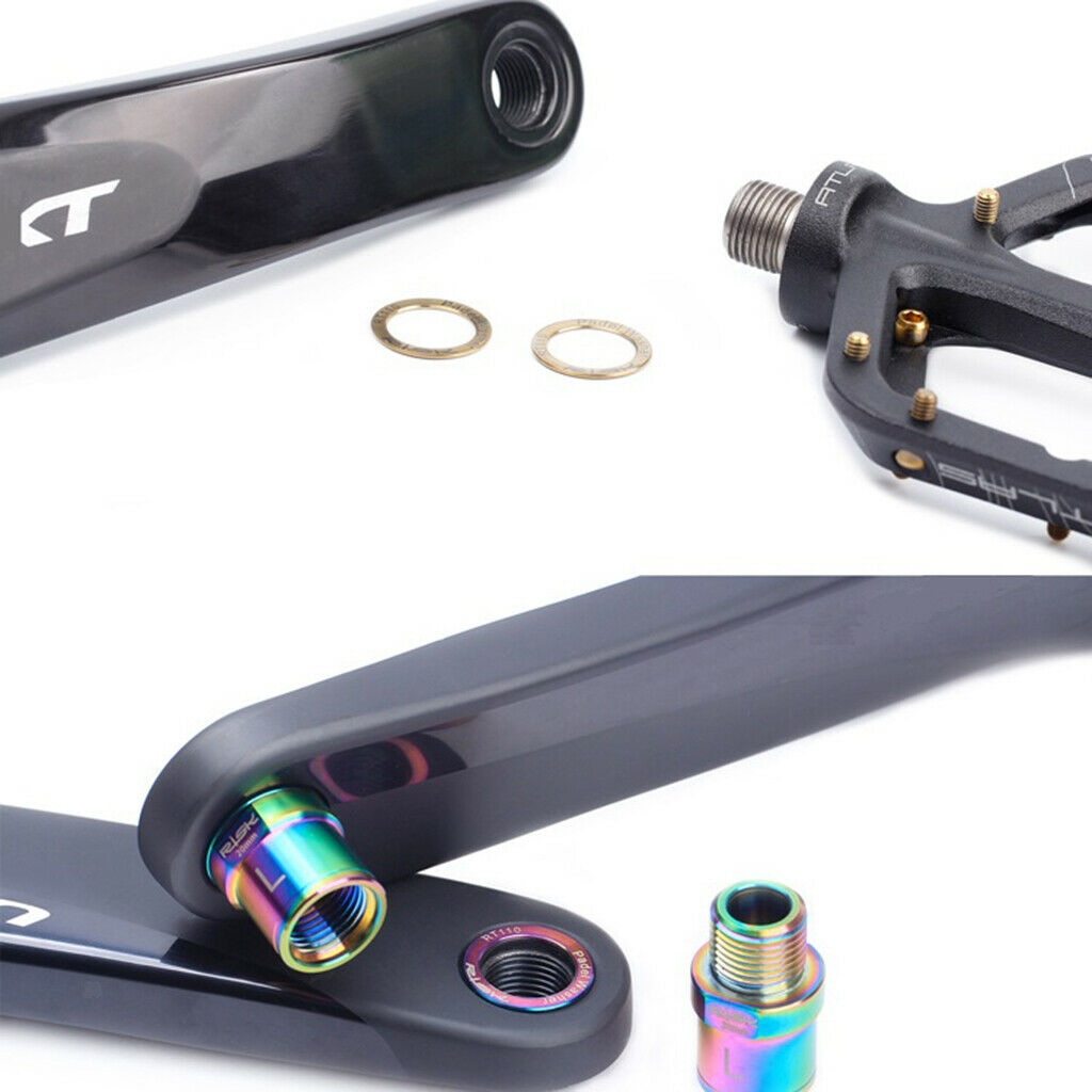 2 Pieces Titanium Alloy Bike Pedal Washer Bicycle Crank Gasket Multicolor