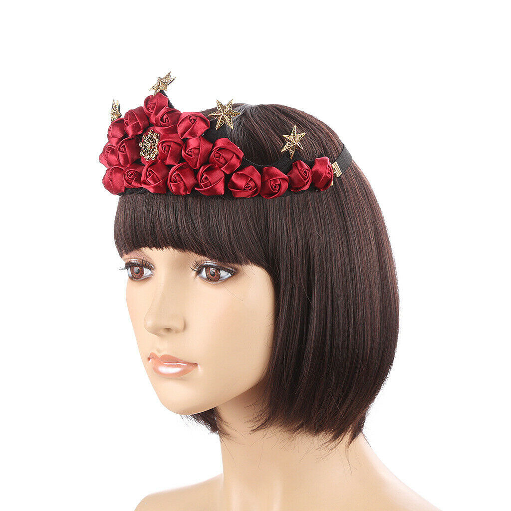 Christmas Wreath Red Roses Crown Performance Prom Party Bride Hair Accessory