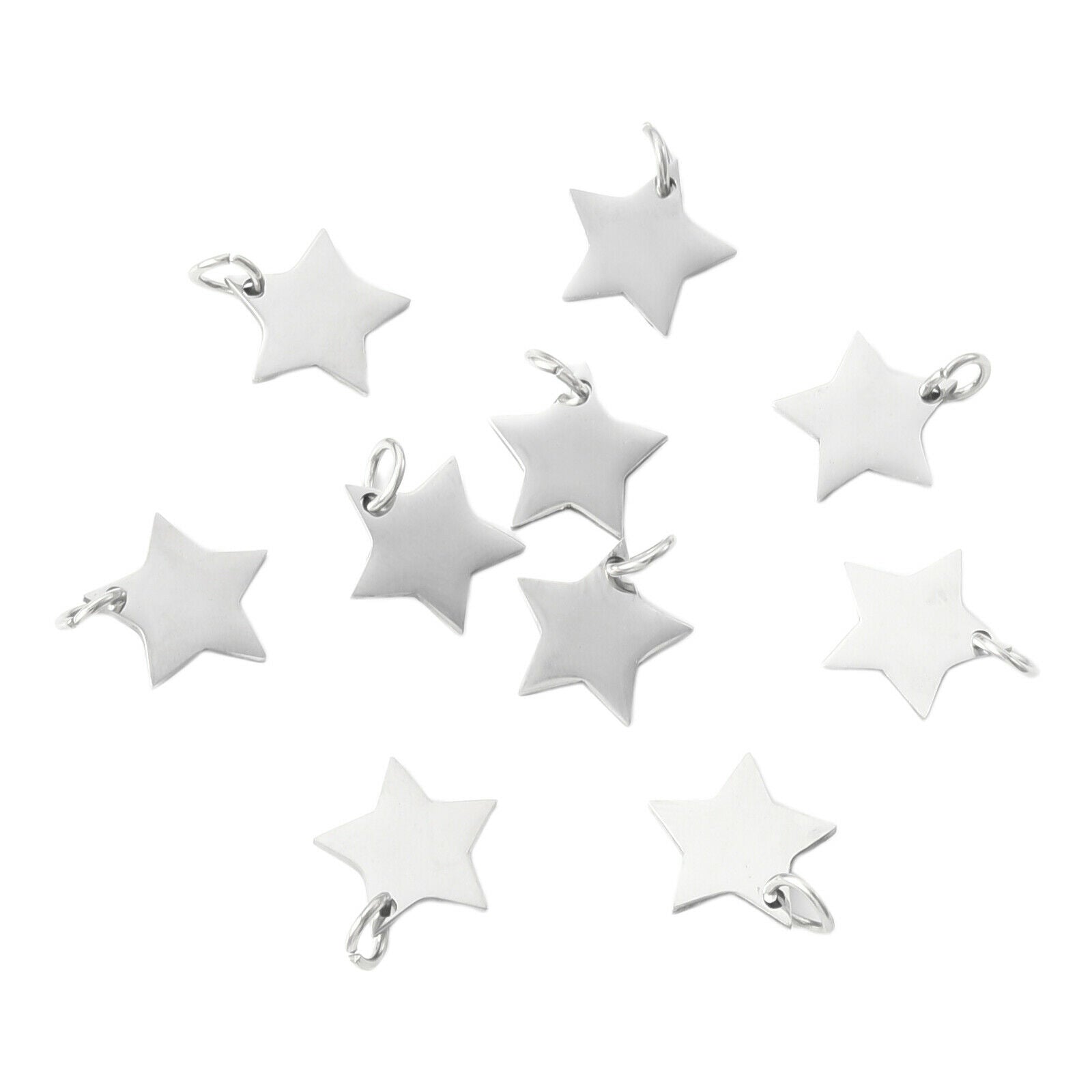 10pcs Stainless Steel Star Shaped Pendant Charms Jewelry Making Supplies