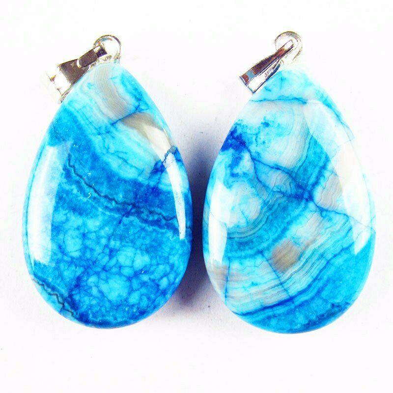 10pcs 27x16x5mm Natural Light Blue Crazy Lace Agate Teardrop 33g Pendant A136