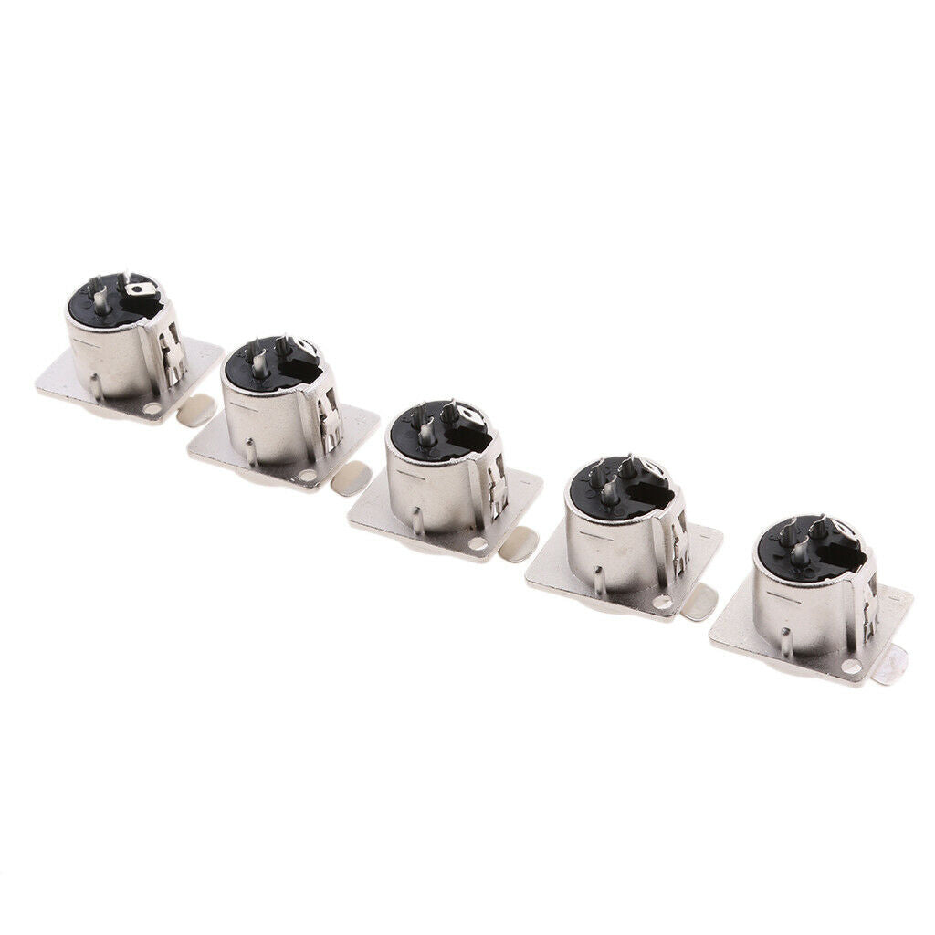 5pcs Support Panel XLR Metal Panel Mounting Connector Adapter 3 Pin