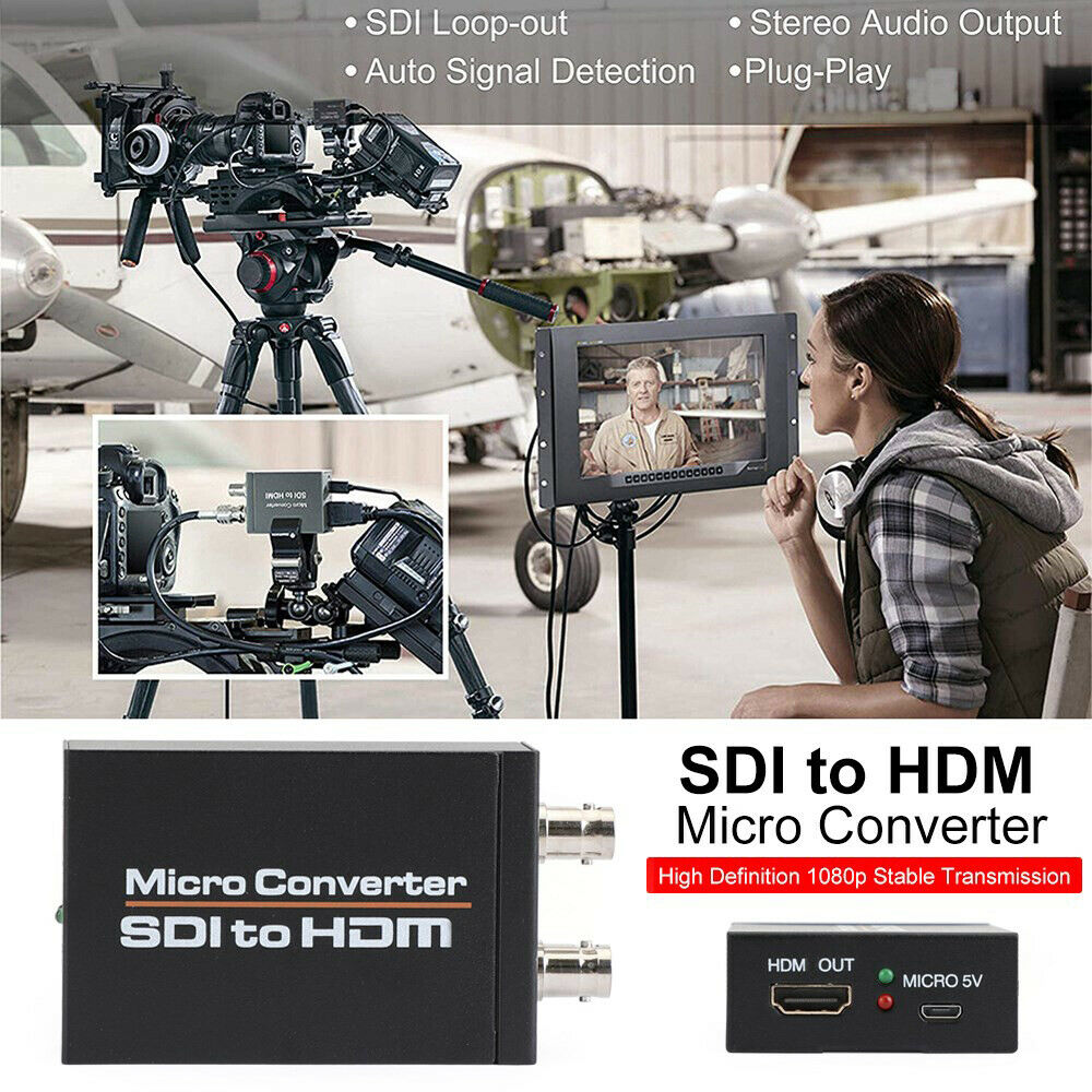 1 SDI In to 2 HDM + SDI Out Mini HD Video Micro Converter Audio Switcher BLK CA