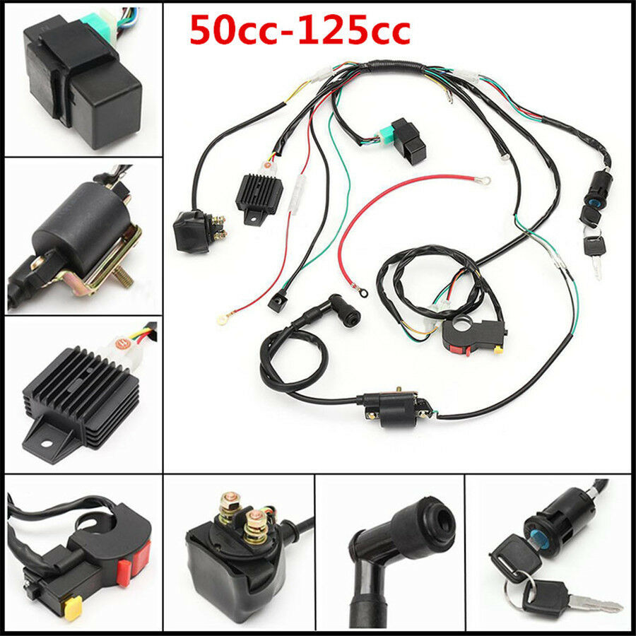 -XNQuad Wire Harness Loom for 50cc 110cc 125cc PIT Quad Dirt Bike ATV Dune Buggy