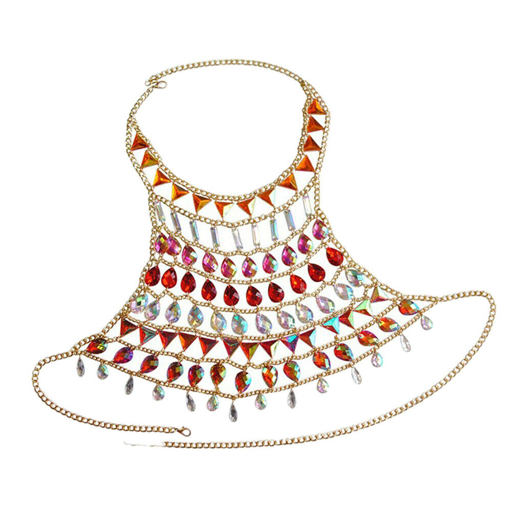 Female Sexy Layered Rhinestone Body Chain Fringe Bikini Bra Chest Chains