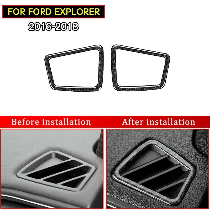 2pcs Carbon Fiber Upper Air Vent Outlet Cover Trim For Ford Explorer 2013-2018