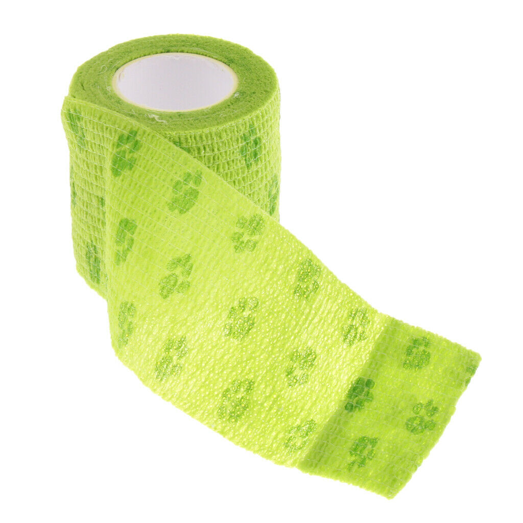 5 Pieces Non Woven Pet Dog and Cat Wound Self Adhesive Bandage Tape Green L