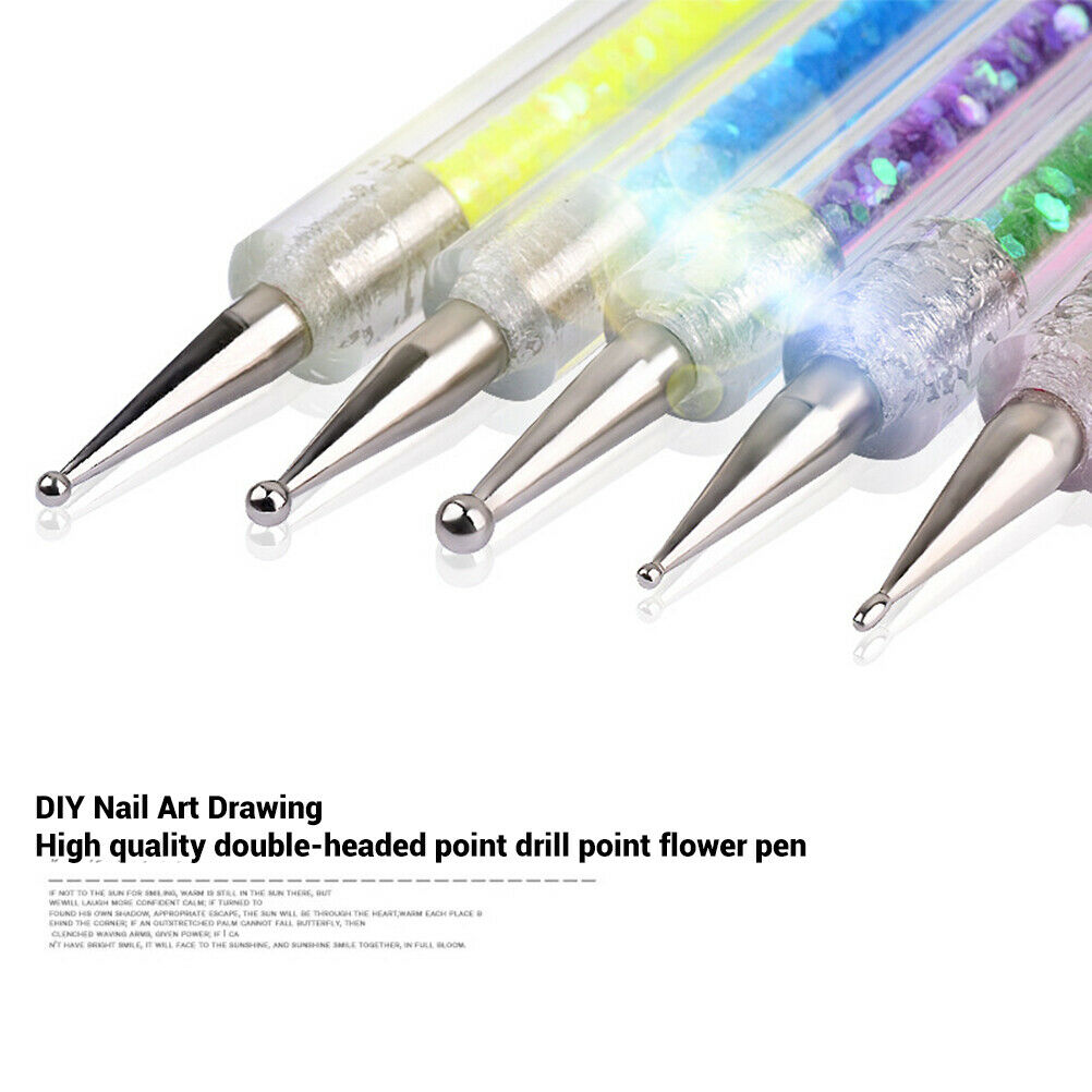 5Pcs DIY Nail Art Brush Liner Brushes Pens Double Head Dotting Nail Art Tools