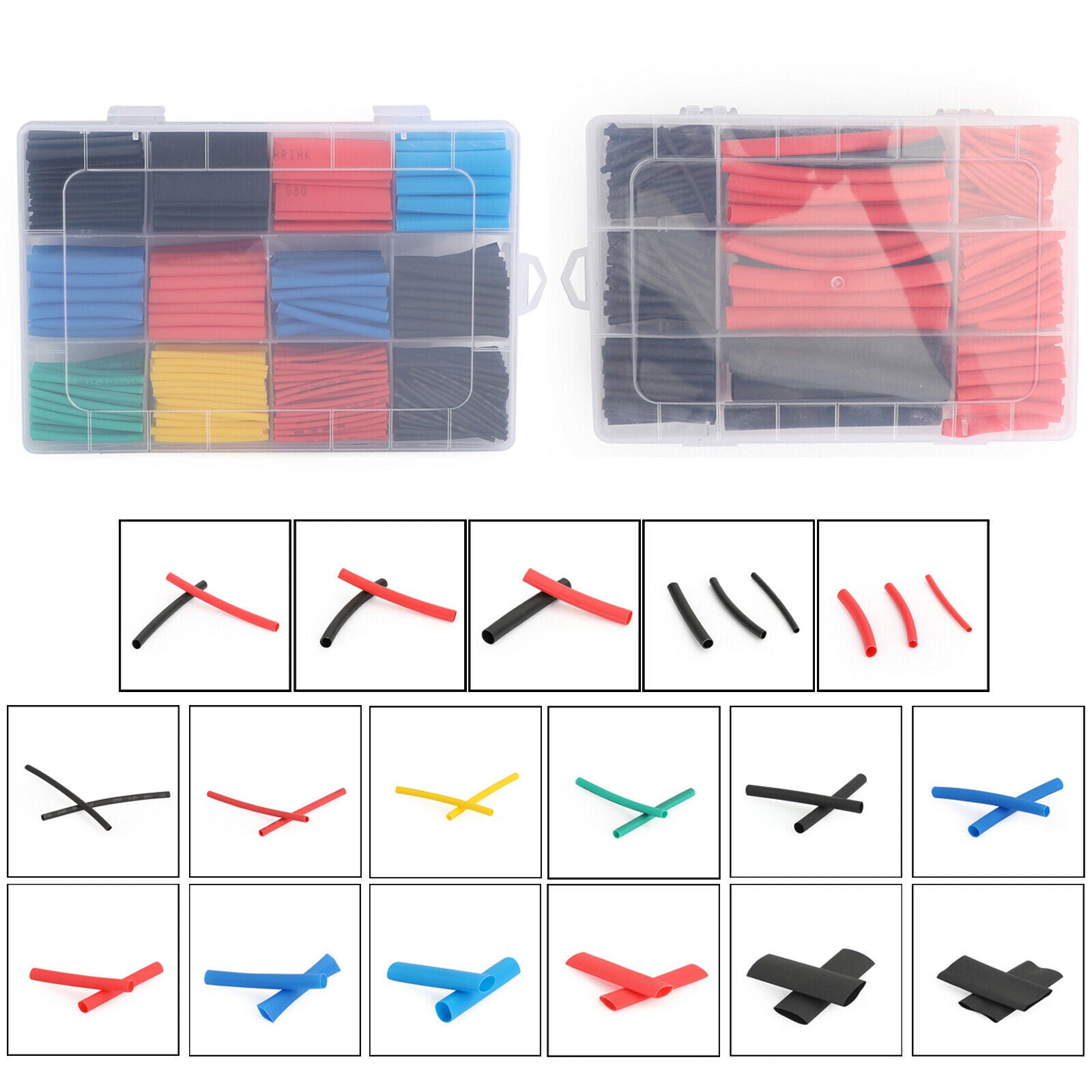 1070pcs 3:1 Insulated Cable Sleeves Heat Shrink Tube Kit  Corrosion Resistant T3