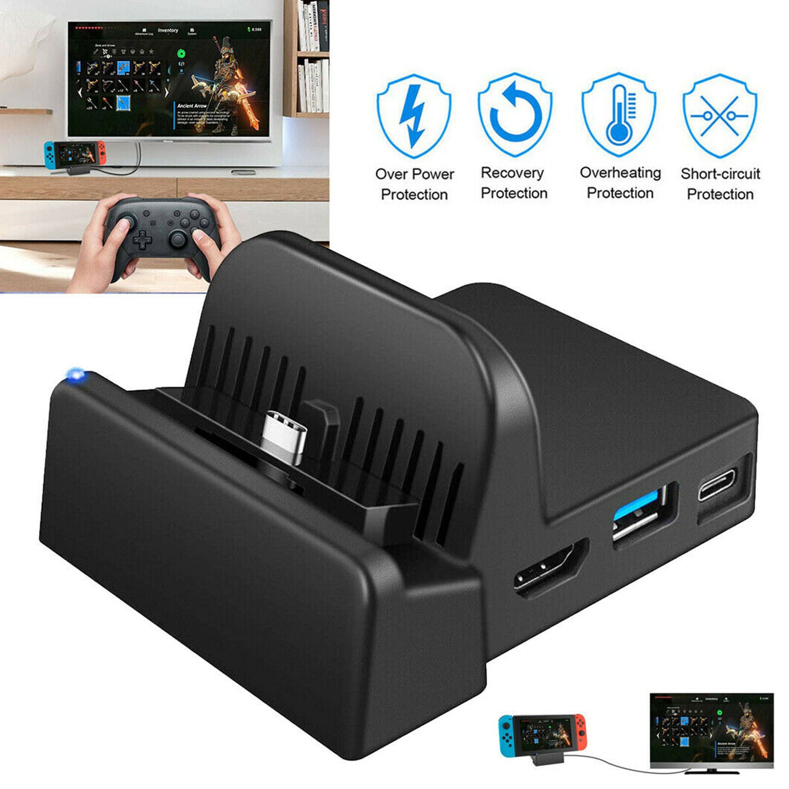 Adapter HDMI TV Docking Station for Nintendo Switch Replacement Charging Dock