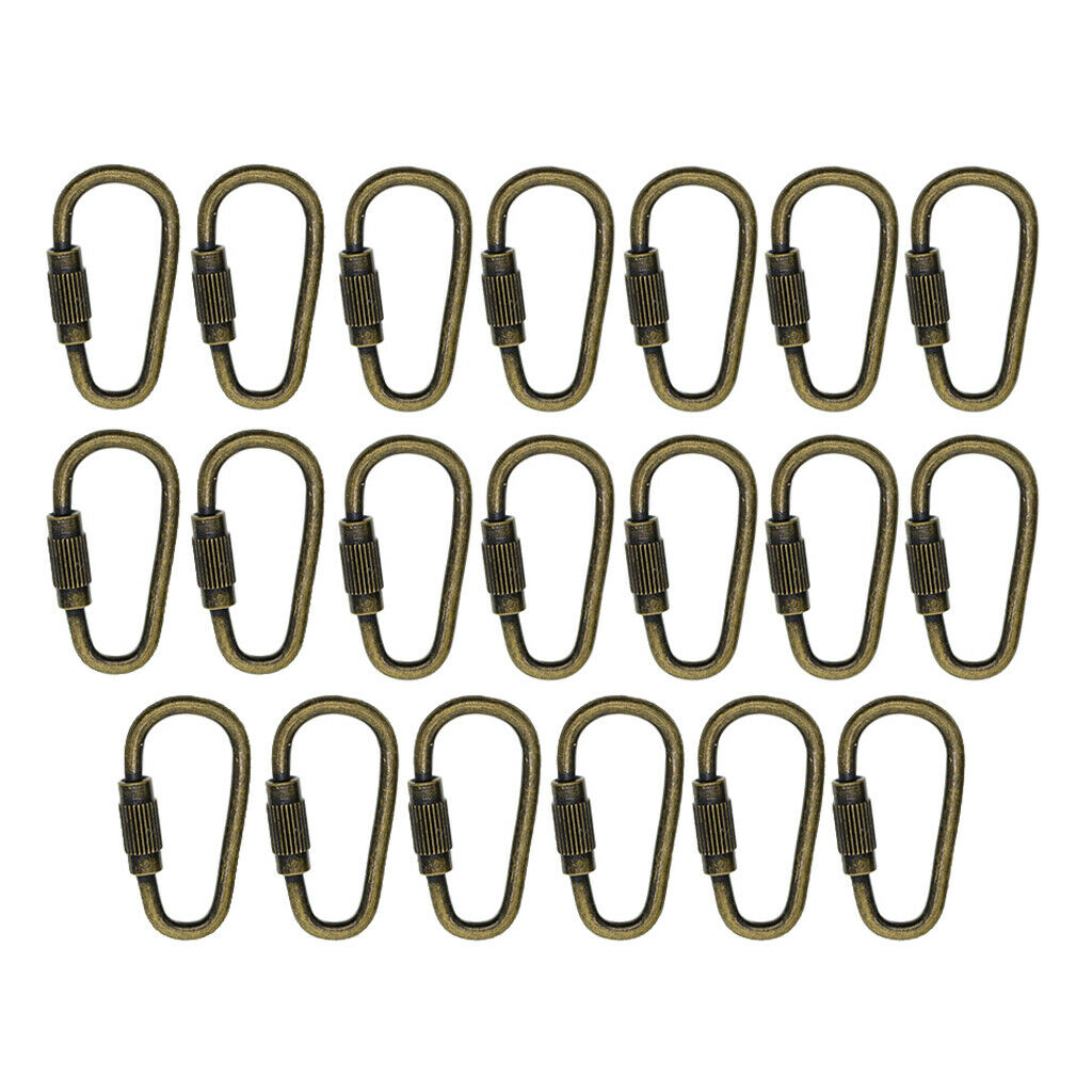 20pcs Steel Camping Screw Lock Screw Buckle Carabiner Quick Open Key Chain