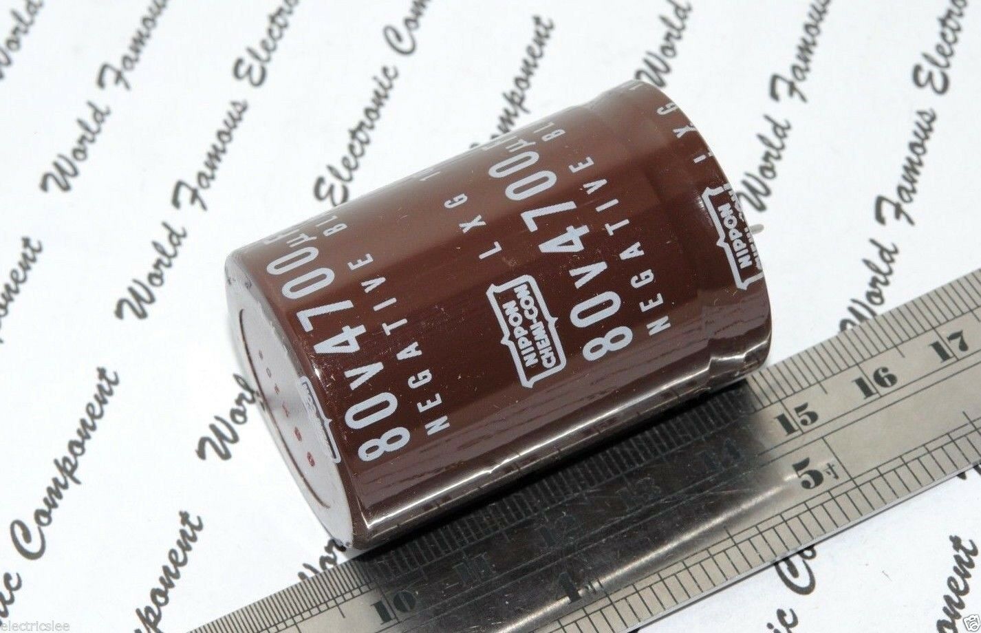 1pcs - NIPPON 4700uF (4700µF) 80V LXG Snap-In Capacitor - NEGATIVE BLACK
