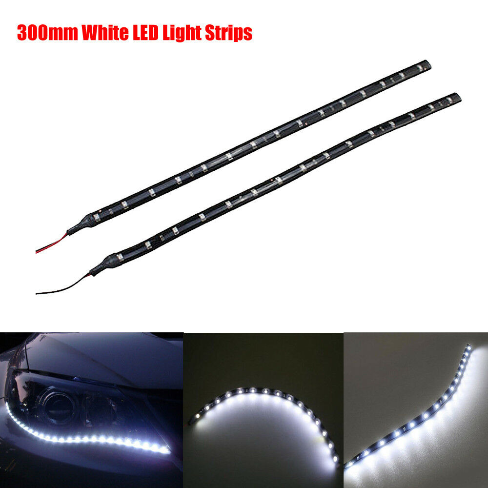 2x 12" White  3528 SMD Flexible LED Light Strips for car/truck head fog lights