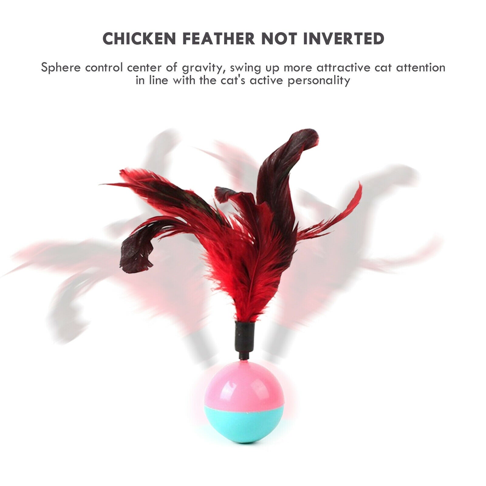 Cat Interactive Toys, Feather Tumbler Ball, Teasing Funny Toys for Indoor @