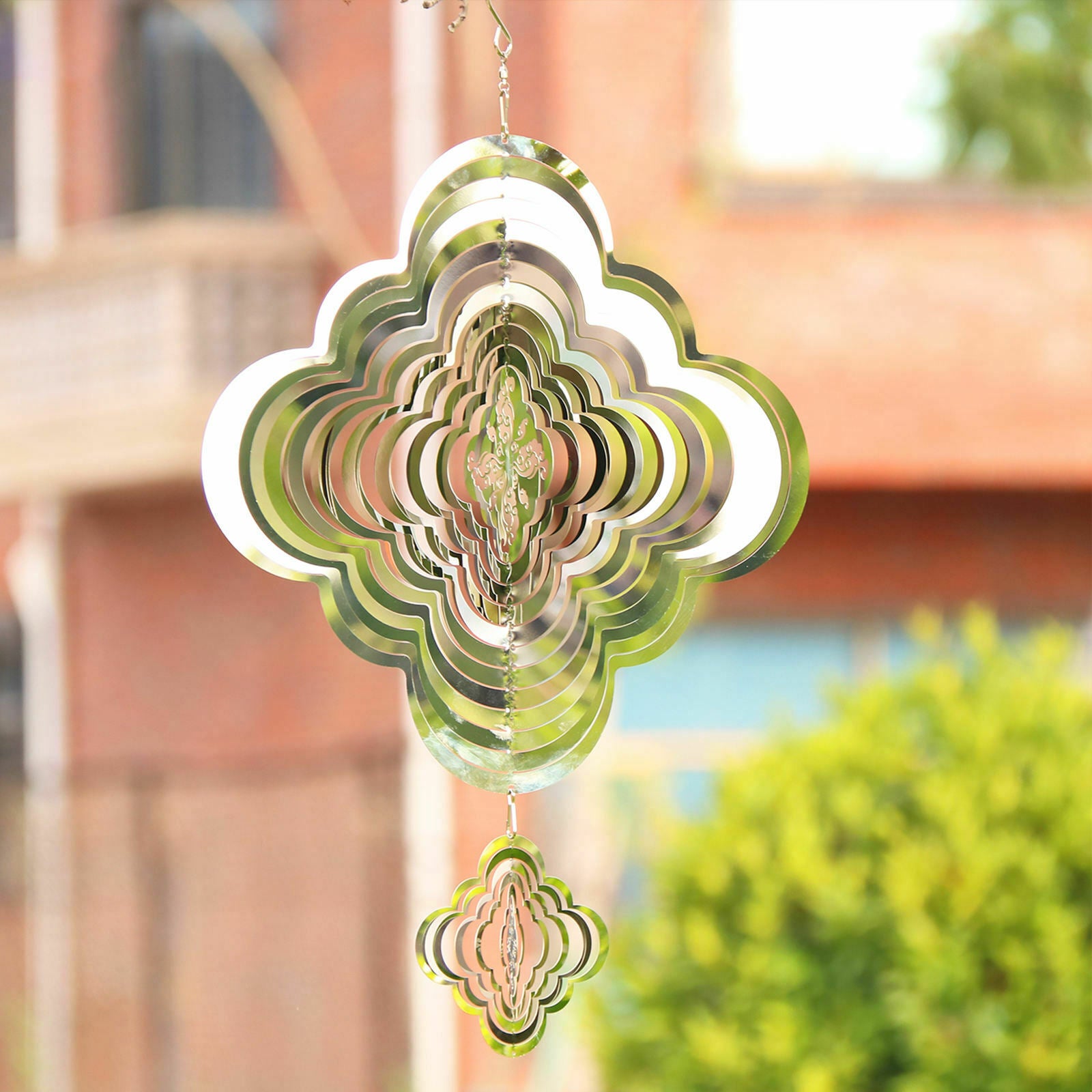 Wind Spinner Metal Hanging Ornament Cloud Shape with 360 Degree Rotating Hook