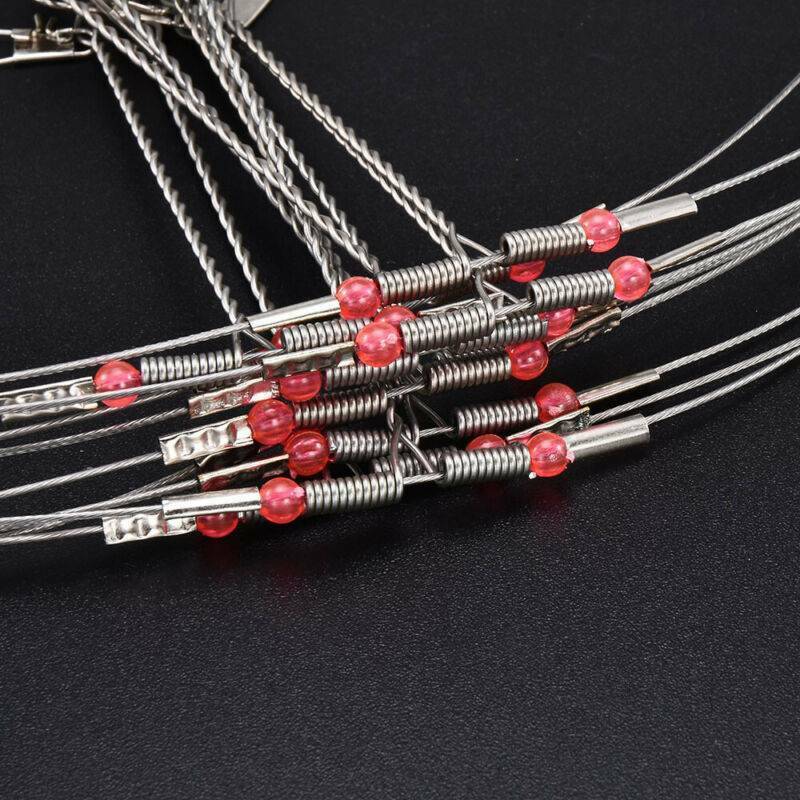10 High Carbon Fishing Wire Line Rope Wire Safety Snaps Leader Trace With Snap..