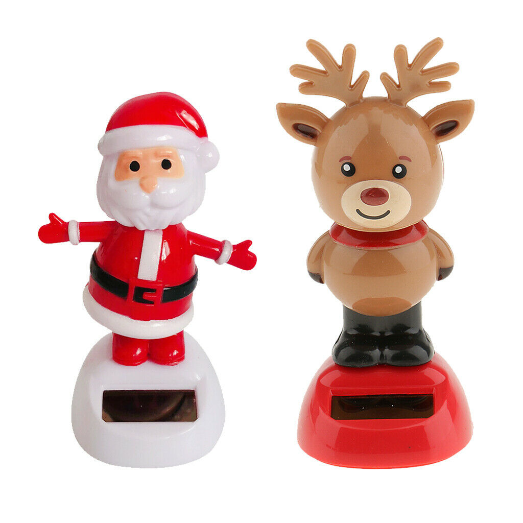 2xSolar  owered Bobbling Nodding Solar Toys Home/Office/Car/ Window Ornaments