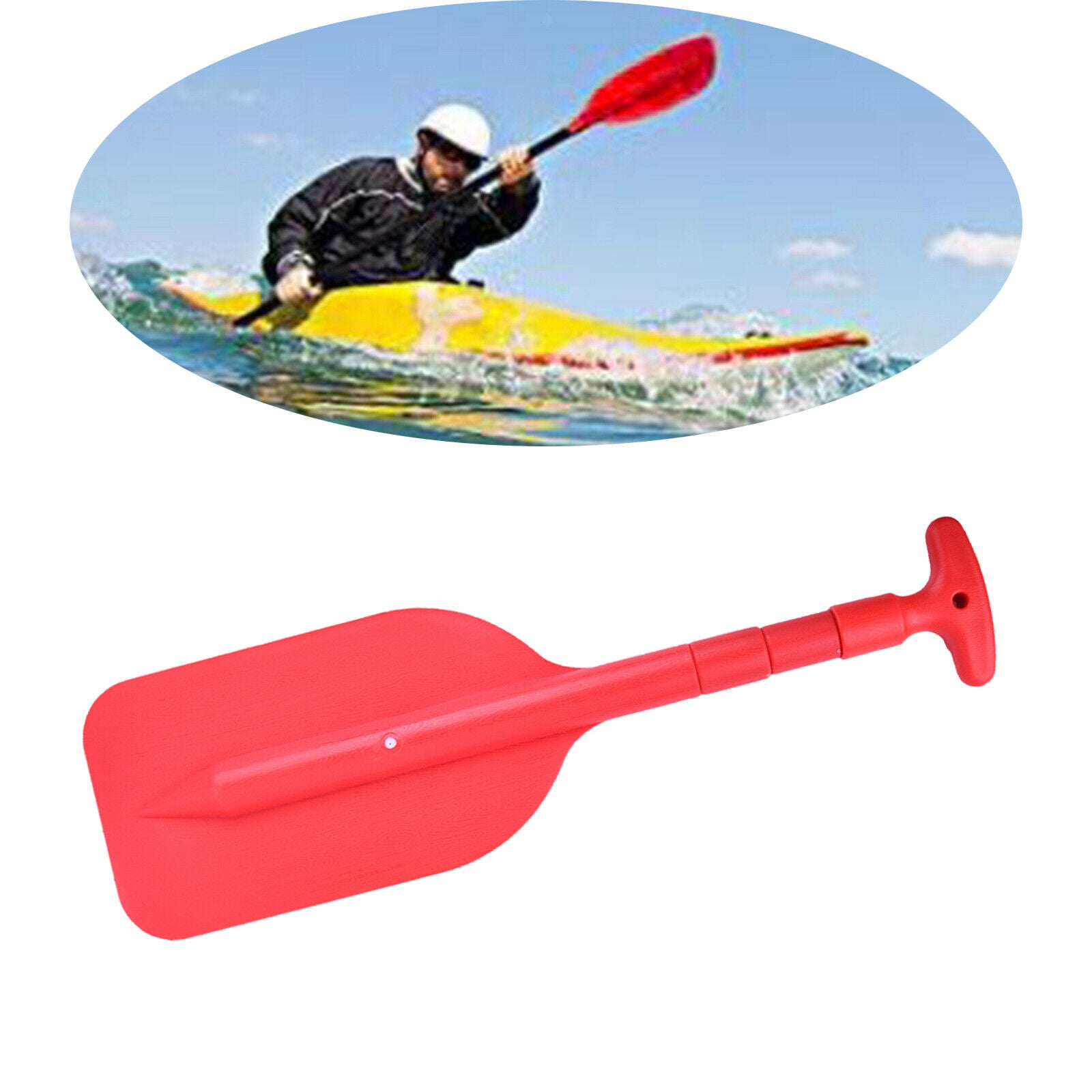 Telescoping Kayak Paddle Oar Jet Ski Canoe Rafting Safety Boat Supply Red