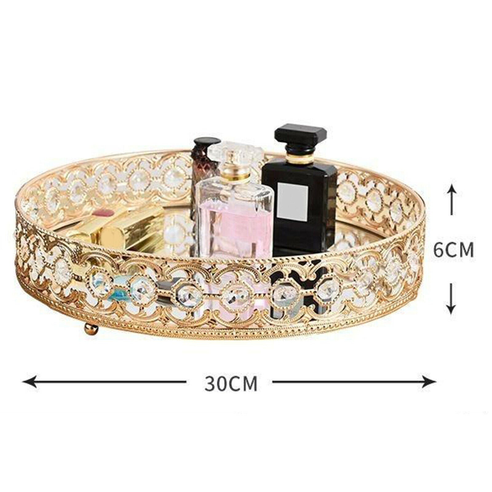 Mirrored Makeup Tray Display for Dresser Bathroom Decoration Birthday Gift