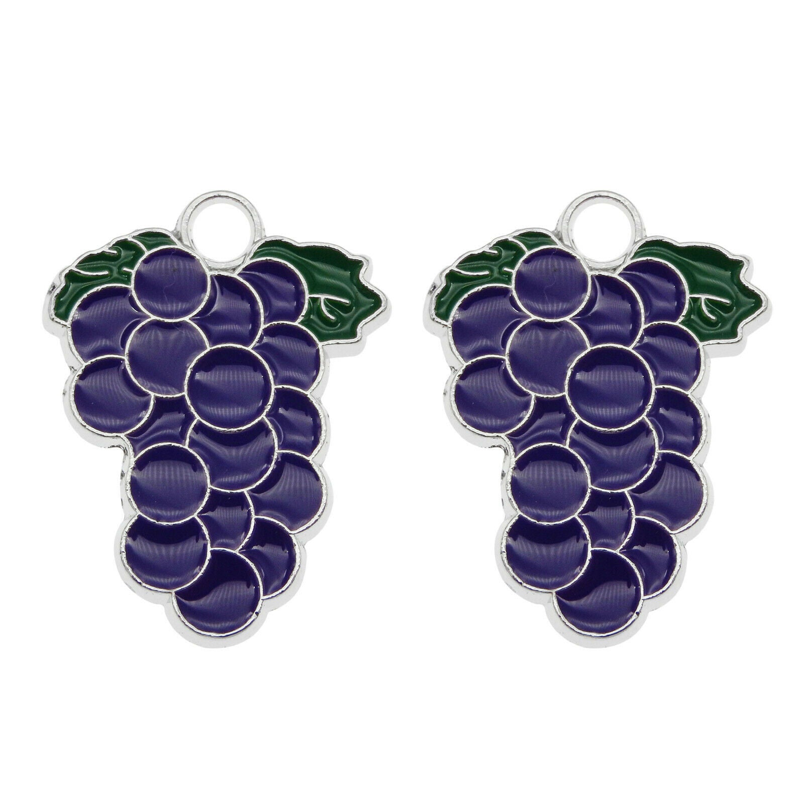 10 pcs Purple Grape Charm Enamel Pendant Keychain Jewelry Crafts Alloy 26*20mm