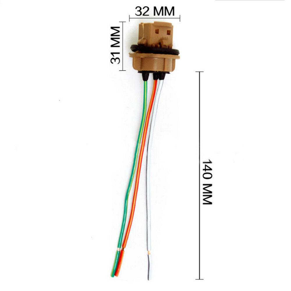 2Pcs 7443 Bulb Socket Brake Turn Signal Light Harness Wires LED Pig Tail Plug