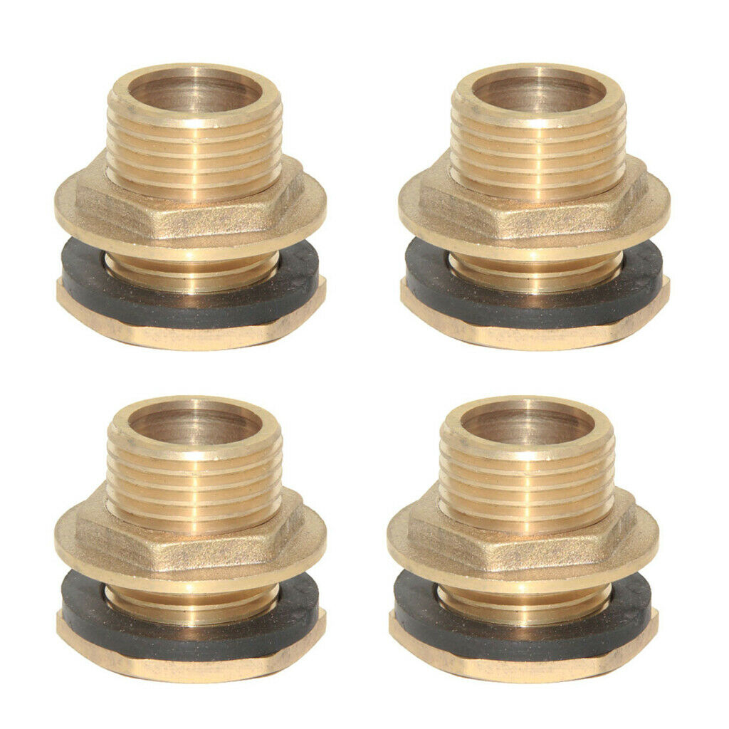 4 Pieces Brass Water Tank Hose Connector Tap Fittings Pipe Fittings 26.5mm