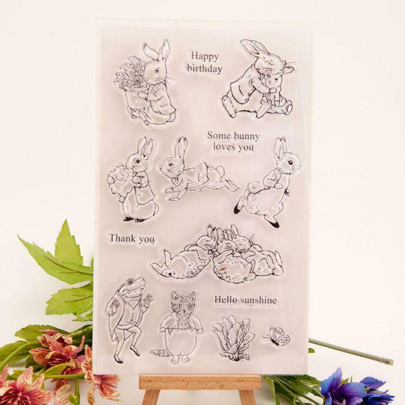 Thank You Bunny Seal Stamp with Cutting Dies Stencil Set DIY Scrapbooking Emboss